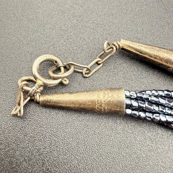 Vintage Multi-Strand Glass Bead Necklace With Sterling Silver Native American Co - Picture 3 of 9